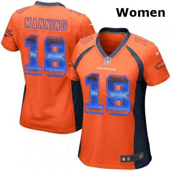 Womens Nike Denver Broncos 18 Peyton Manning Limited Orange Strobe NFL Jersey